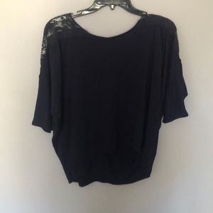 lace shoulder tee shirt